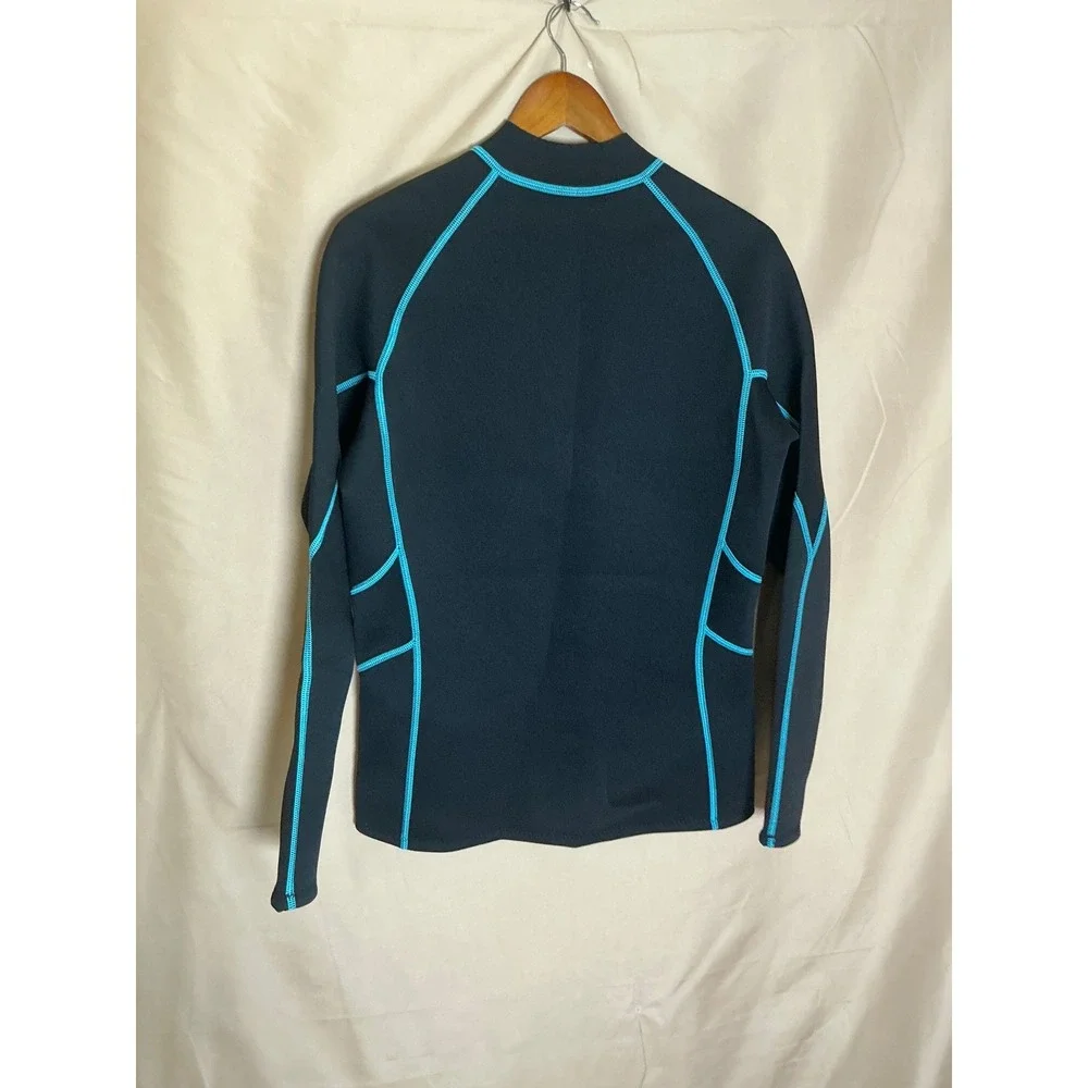 GoldFin Wetsuit Top Women 2XL Black 2mm Neoprene Front Zip Long Sleeve Excellent